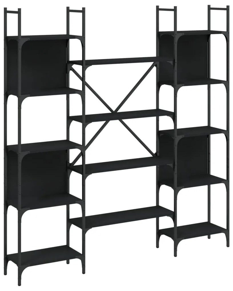 Libreria Nera 155,5x24x166,5 cm in Legno Multistrato