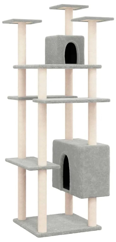 Albero per gatti con tiragraffi in sisal grigio chiaro 162 cm