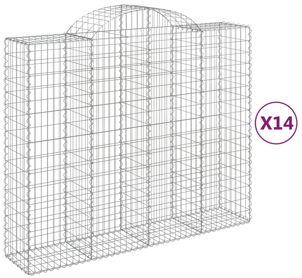 Cesti Gabbioni ad Arco 14 pz 200x50x160/180 cm Ferro Zincato