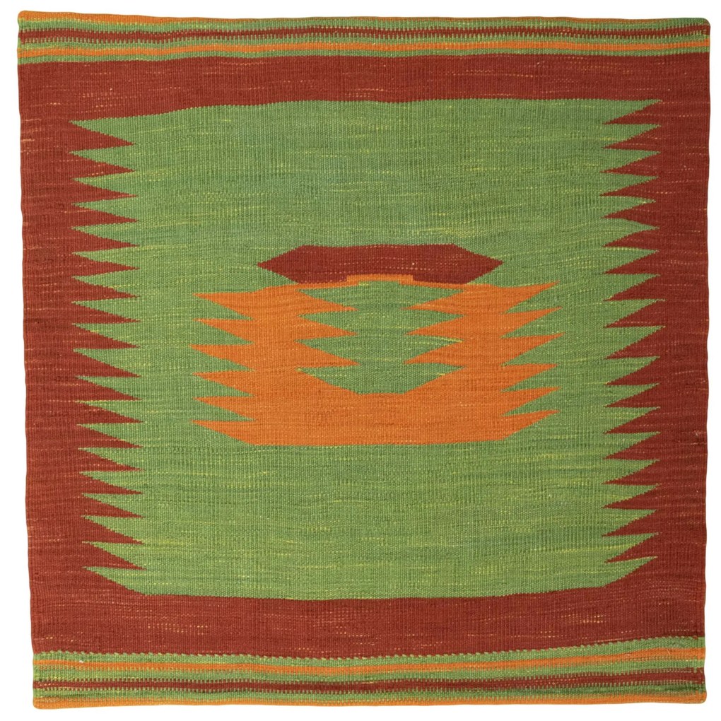 Kilim Tappeto persiano 100x100 Verde (Iran) Tessuto A Mano