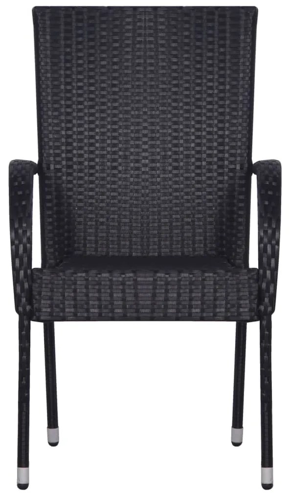 Set mobili da pranzo giardino 9 pz in polyrattan nero