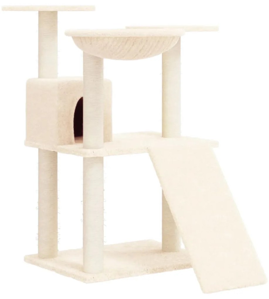 Albero per gatti con tiragraffi in sisal crema 83 cm