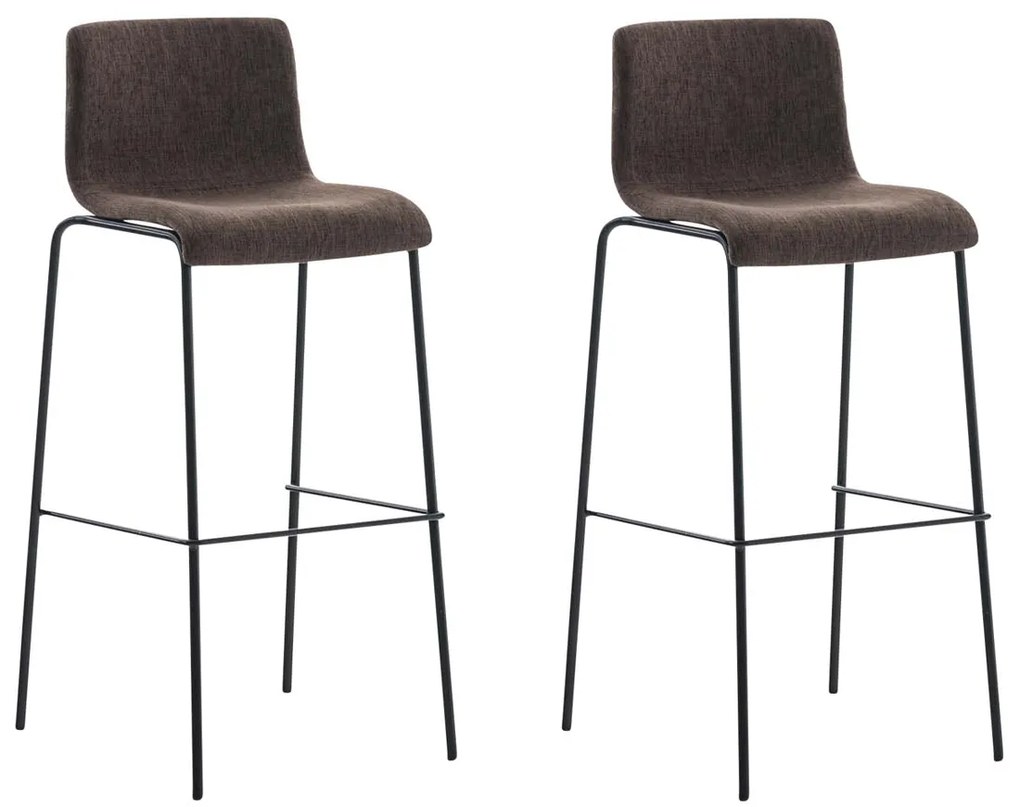Set 2 Sgabelli Bar Hoover Tessuto Con Struttura A 4 Gambe / Braun / Schwarz
