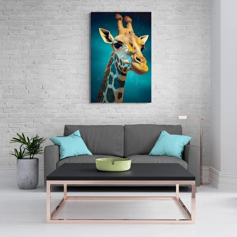Quadro su tela – Giraffa blu-oro