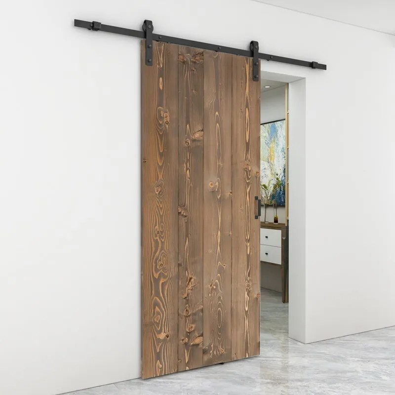 Porta scorrevole Barn Wenge in alluminio marrone, L 86 x H 215 cm, con binario Country nero Reversibile