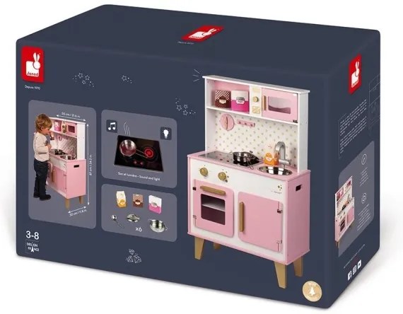 Janod - Cucina in legno con piano cottura a LED CANDY CHIC