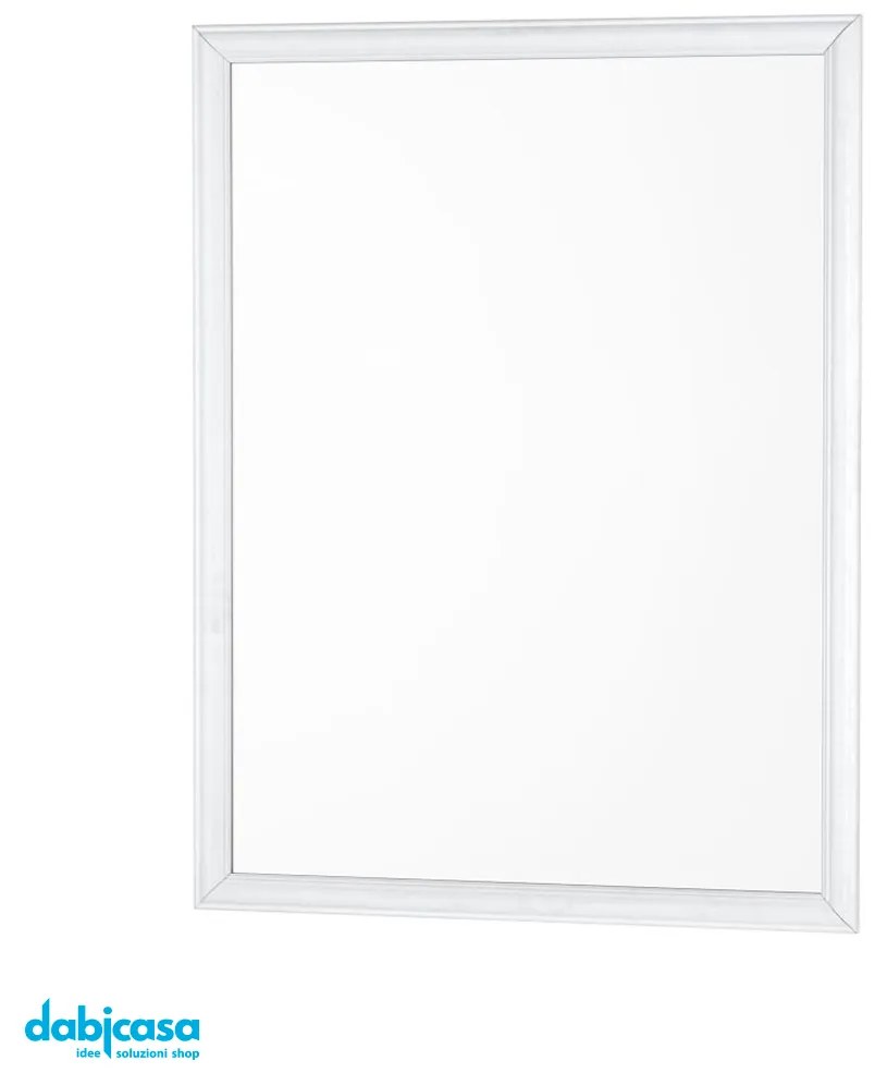 Specchio Rettangolare "White" 40x50 cm Reversibile C/Cornice In Abs Bianco