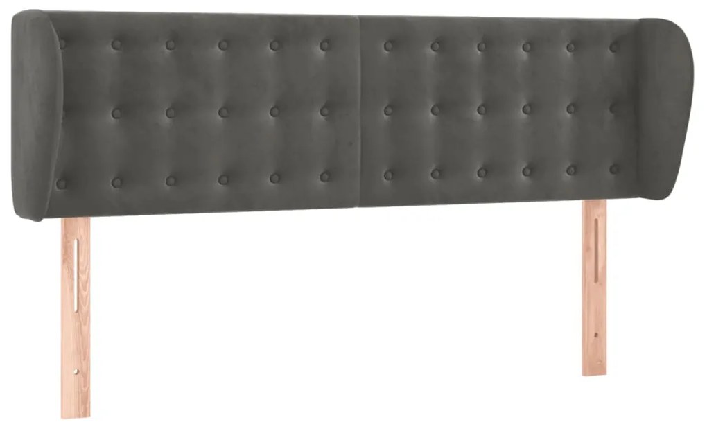 Testiera ad orecchio grigio scuro 147x23x78/88 cm in velluto