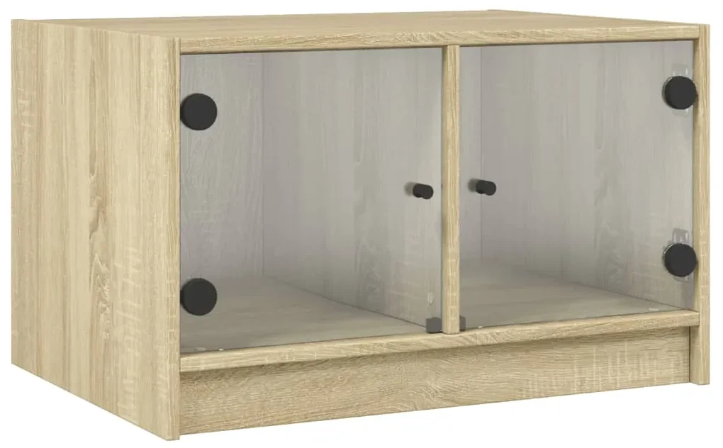 Tavolino da salotto con ante in vetro rovere sonoma 68x50x42 cm