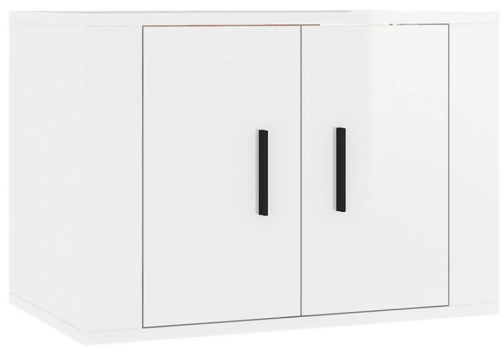 Set di mobili porta tv 2 pz bianco lucido in legno multistrato