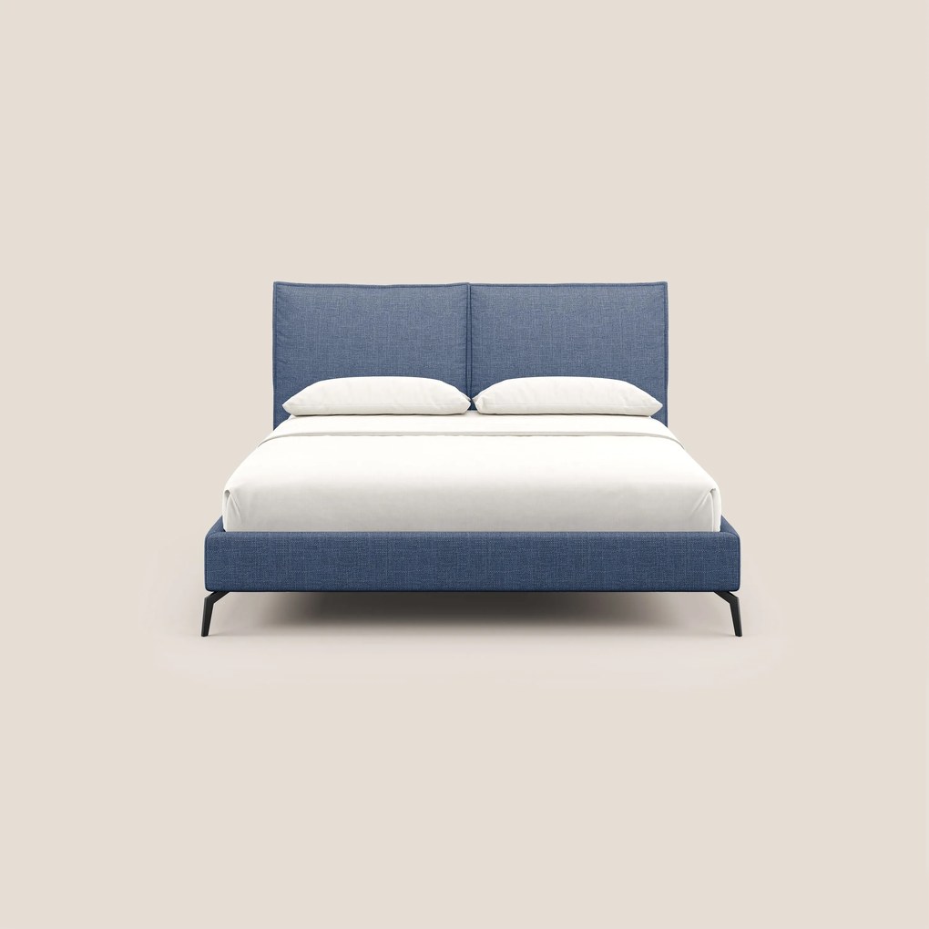 Cloe letto imbottito con piedi in metallo sfoderabile in tessuto fiammato impermeabile T06