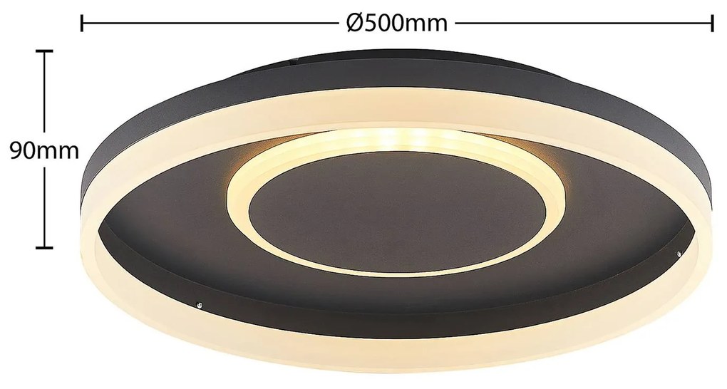 Plafoniera a LED Felisha Lindby, dimmerabile, Nero, Soggiorno / Sala da pranzo, Plastica, Moderno, Plafoniera LED