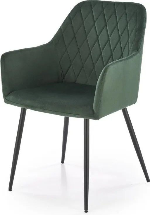 Sedia K558 in velluto verde scuro