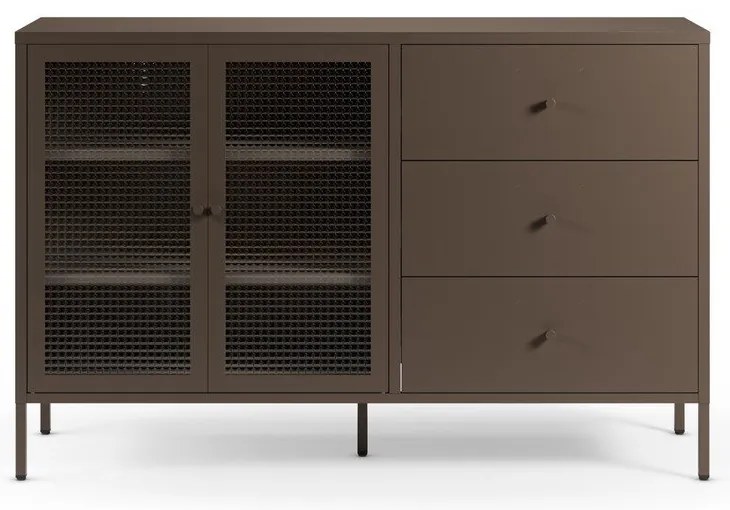 Vetrina grigia in metallo 140x90x40 cm Layna – Marckeric