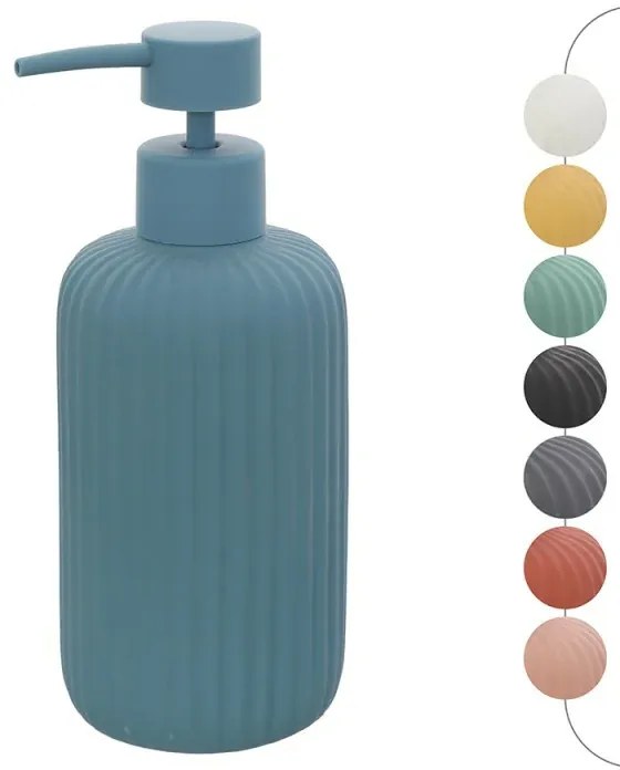 Dispenser sapone blu in ceramica soft touch capienza 330 ml Spring