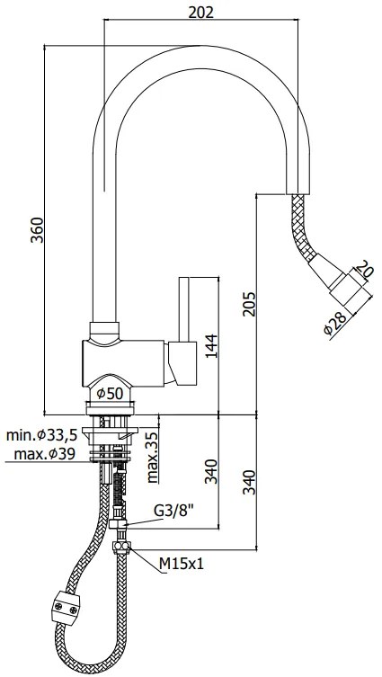 Paffoni Stick Sk185 Miscelatore lavello Monocomando con Doccetta Estraibile e flessibile 150 cm Cromo