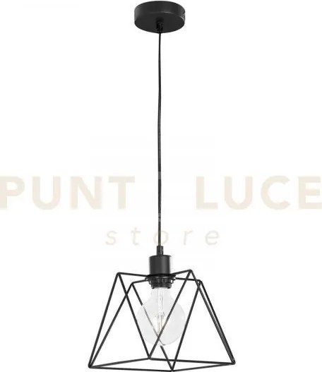 Lampadario a sospensione santana poligonale nera 1 luce attacco e27...
