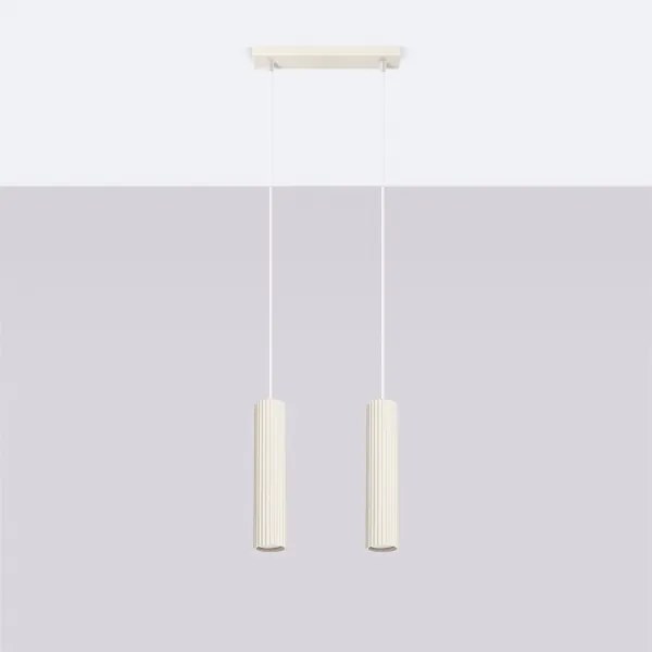 Sollux SL.1593 - Lampadario a sospensione con filo KARBON 2xGU10/10W/230V color crema