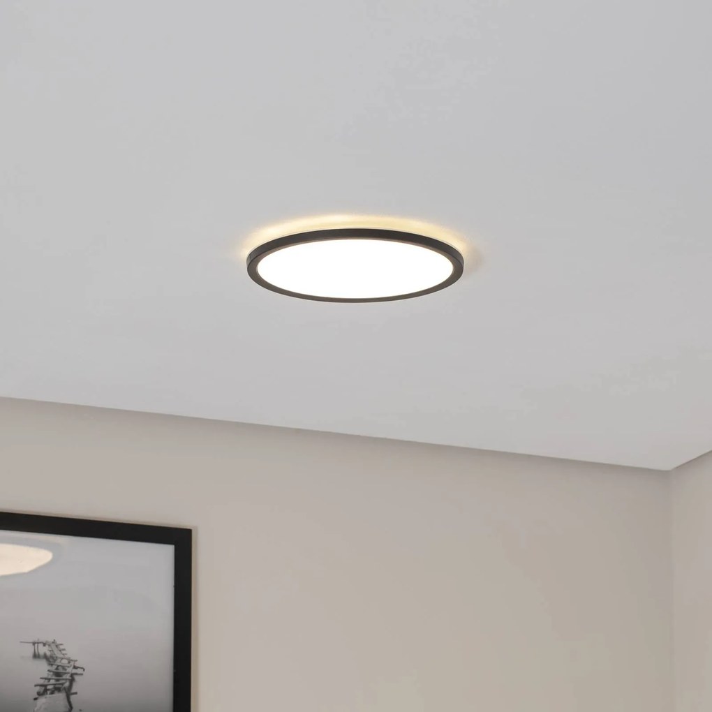 Pannello LED Aqua, Ø 30 cm, nero, metallo/plastica, CCT dimmerabile Aqua TK Lighting,, Nero, Bagno, Metallo, Moderno, Pannello LED