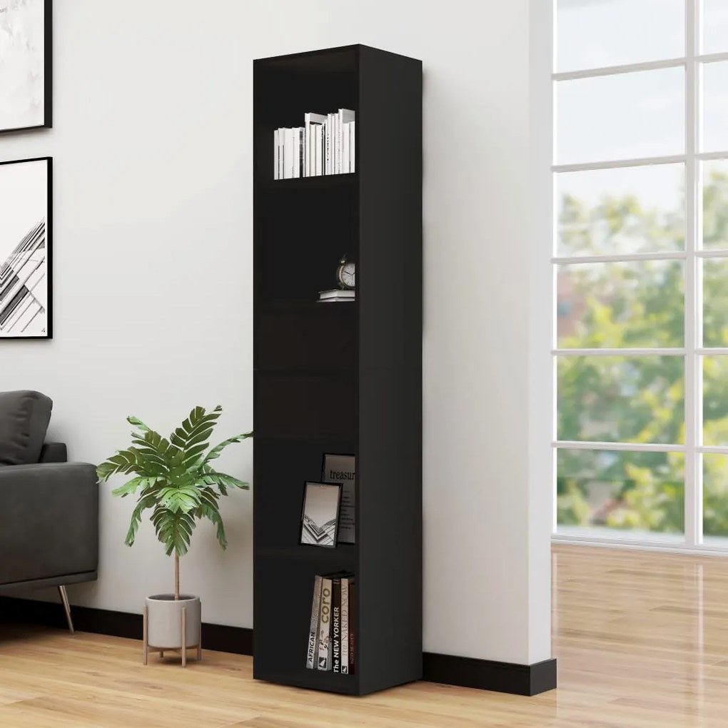 Libreria Nera 36x30x171 Cm İn Legno Multistrato /