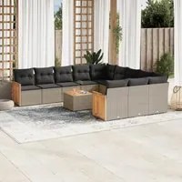 Set Divani da Giardino 12 pz con Cuscini Grigio in Polyrattan 3260520