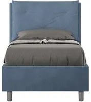 Letto imbottito Singolo 80x210 cm Appia - Contenitore,Microfibra,Blu