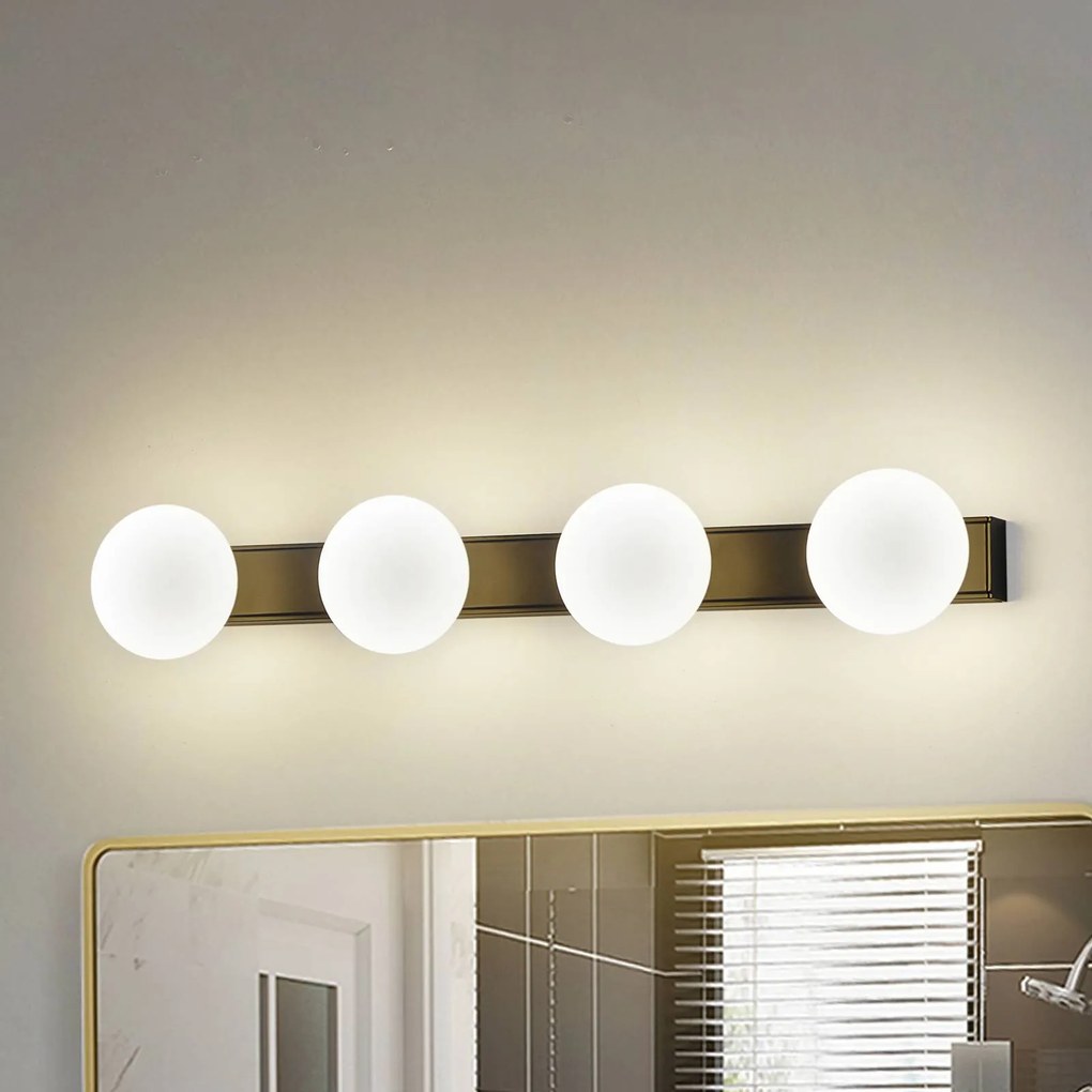 Lucande Applique LED per il bagno Myrra, nero, vetro, 60 cm, IP44