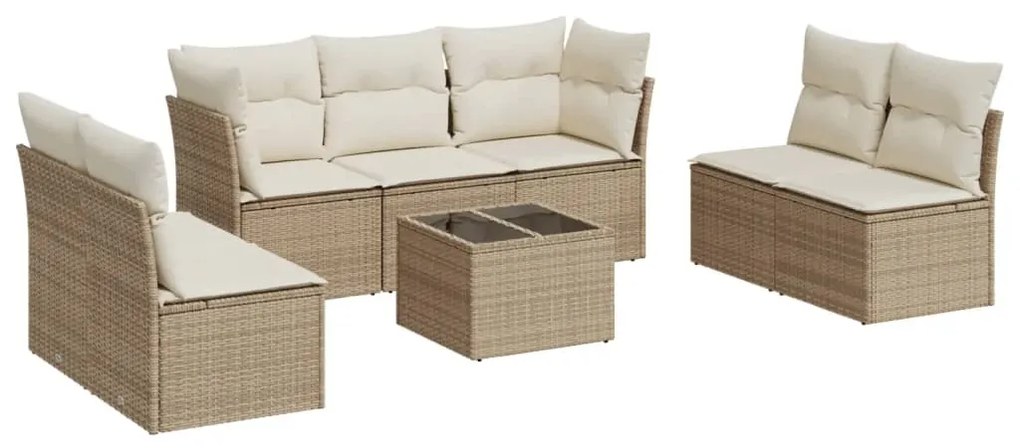 Set divano da giardino 8 pz con cuscini beige in polyrattan