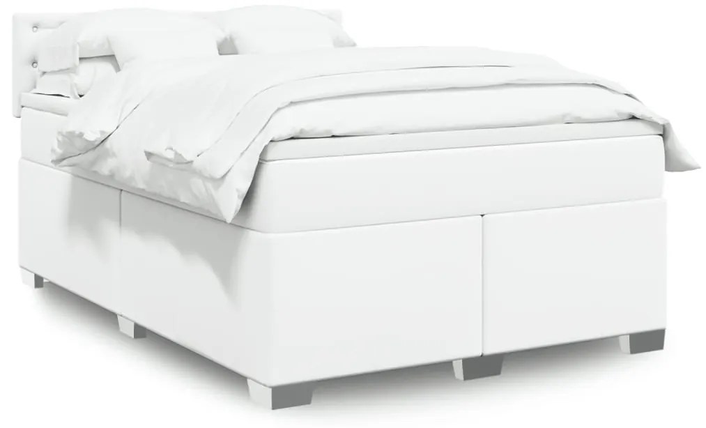 Giroletto a molle con materasso bianco 140x200 cm in similpelle
