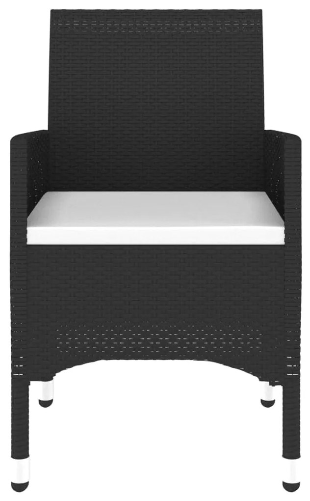 Set bistrot da giardino 3 pz polyrattan e legno massello nero
