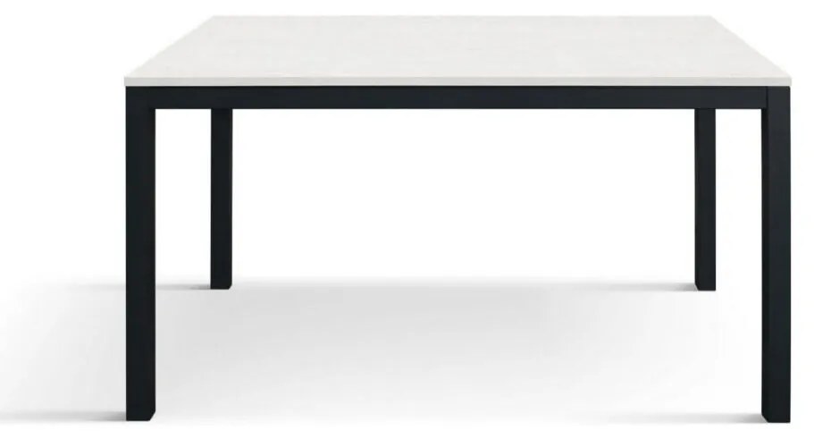 Tavolo TROPEA in legno, finitura bianco frassinato e base in metallo verniciato antracite, allungabile 120×80 cm – 170×80 cm