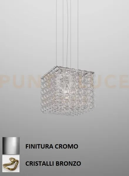 Giogali sospensione cub cristallo bronzo e cromo lucido 3 luci atta...