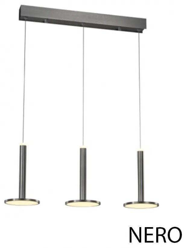 Lampadari Sospensioni Moderno Tua Metallo Lgp Nero 3 Led 27W Doppia Emissione