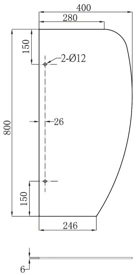 Sapho - Pannello divisorio per orinatoi 40x80 cm, vetro satinato