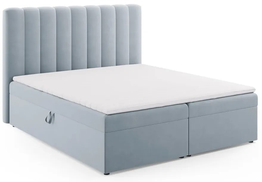 Letto boxspring azzurro con contenitore 180x200 cm Gina - Milo Casa