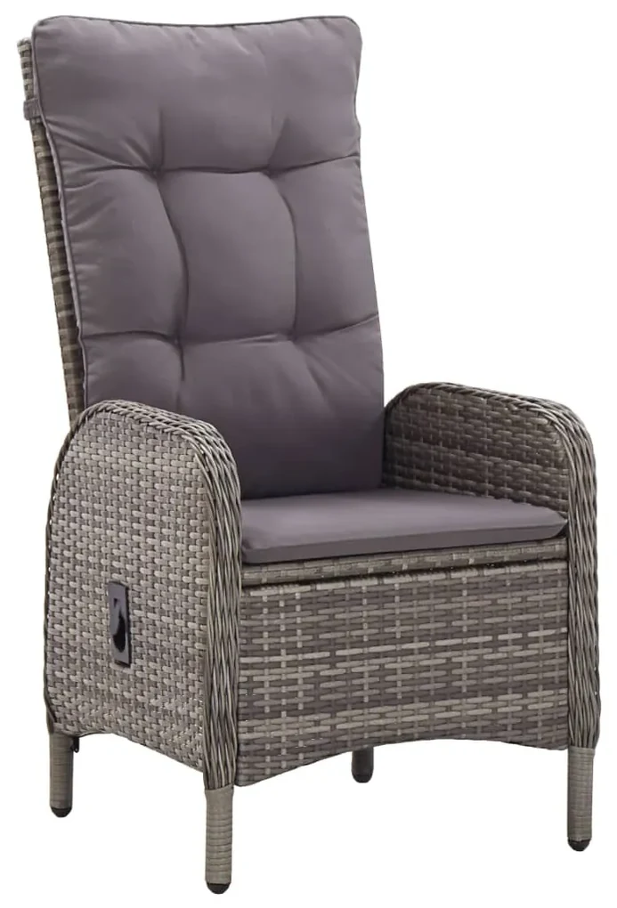 Set da bistrot per giardino 3 pz in polyrattan grigio