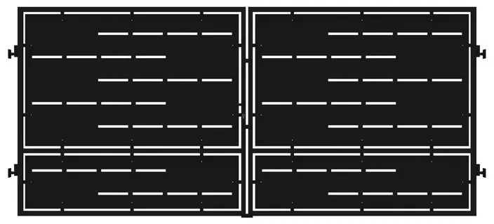 Cancello manuale con serratura manuale Privacy in ferro, apertura centrale, L 408.5 x H 180 cm, di colore nero