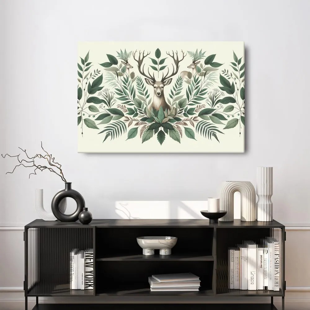Quadro su tela – Cervo con corona di rami