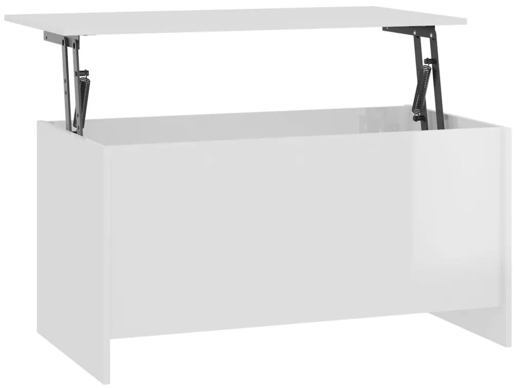 Tavolino bianco lucido 102x55,5x52,5 cm in legno multistrato