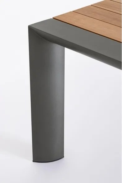 Tavolo Da Esterno In Alluminio Piano In Teak Allungabile 110x253/384 Cm Cameron Antracite Bizzotto
