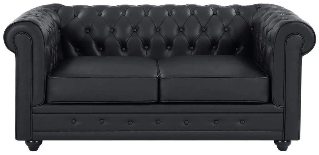 Divano 2 posti pelle di bufalo nero  - CHESTERFIELD