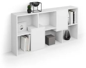 Libreria bassa XS Iacopo con ante (160,8 x 80 cm), Bianco Frassino