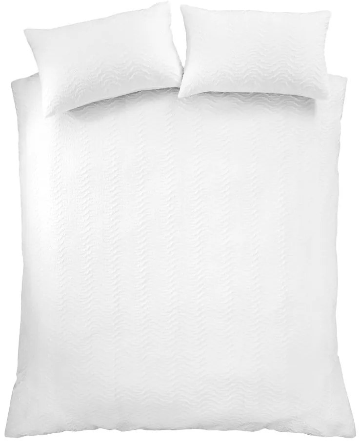 Set copripiumino e federa bianco in crêpe per letto matrimoniale 200x200 cm Heatset Wave – Catherine Lansfield
