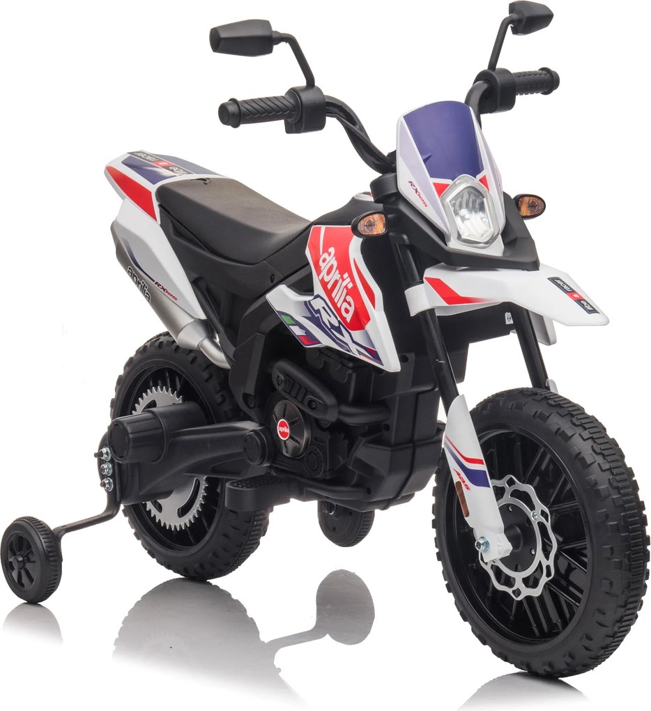 Moto Elettrica per Bambini 12V con Licenza Aprilia RX-125 Motocross Bianca...