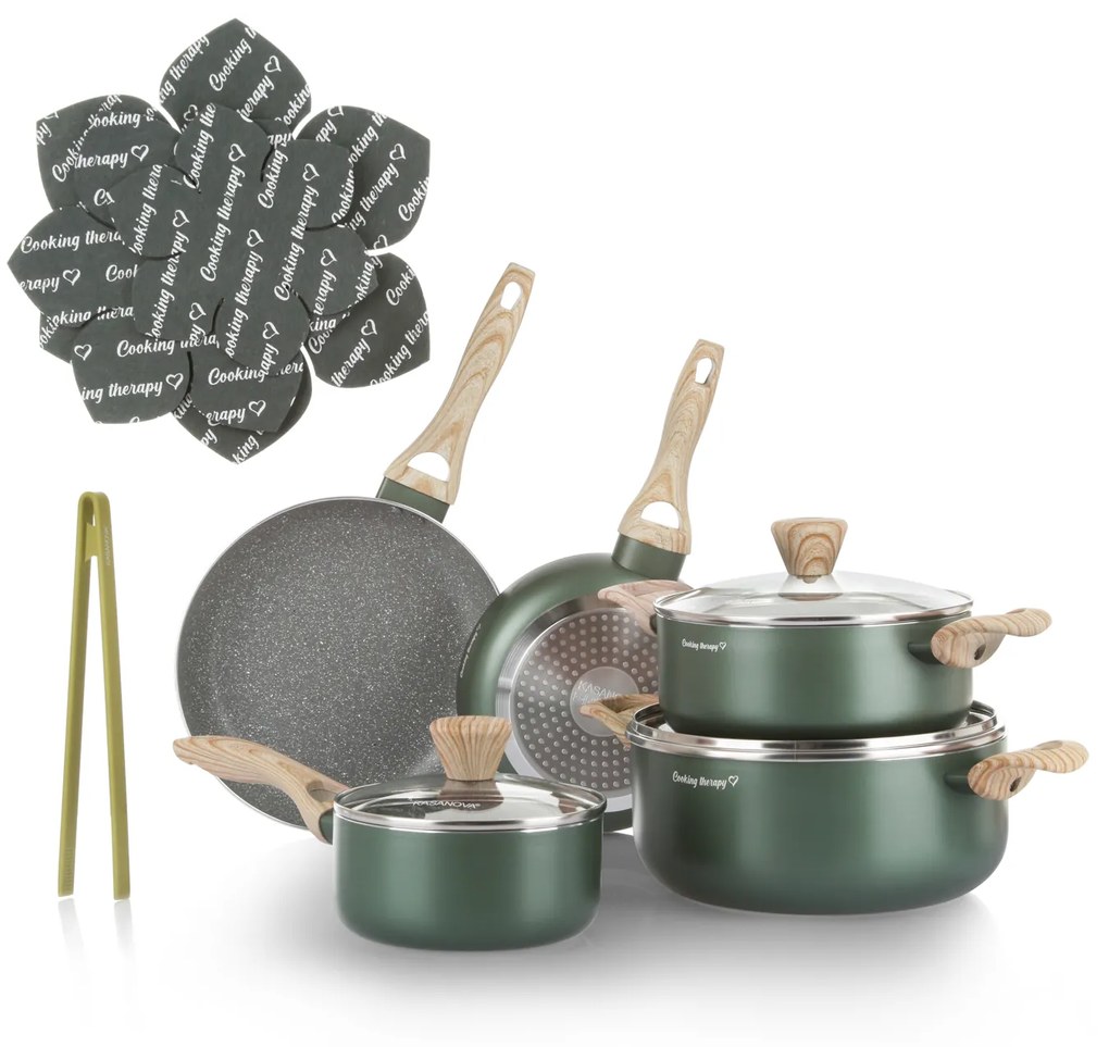 Batteria pentole 12 pezzi verde Cooking Therapy