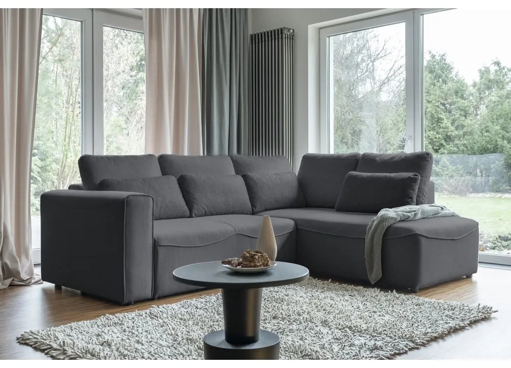 Divano letto angolare grigio scuro (variabile) Homely Tommy - Miuform