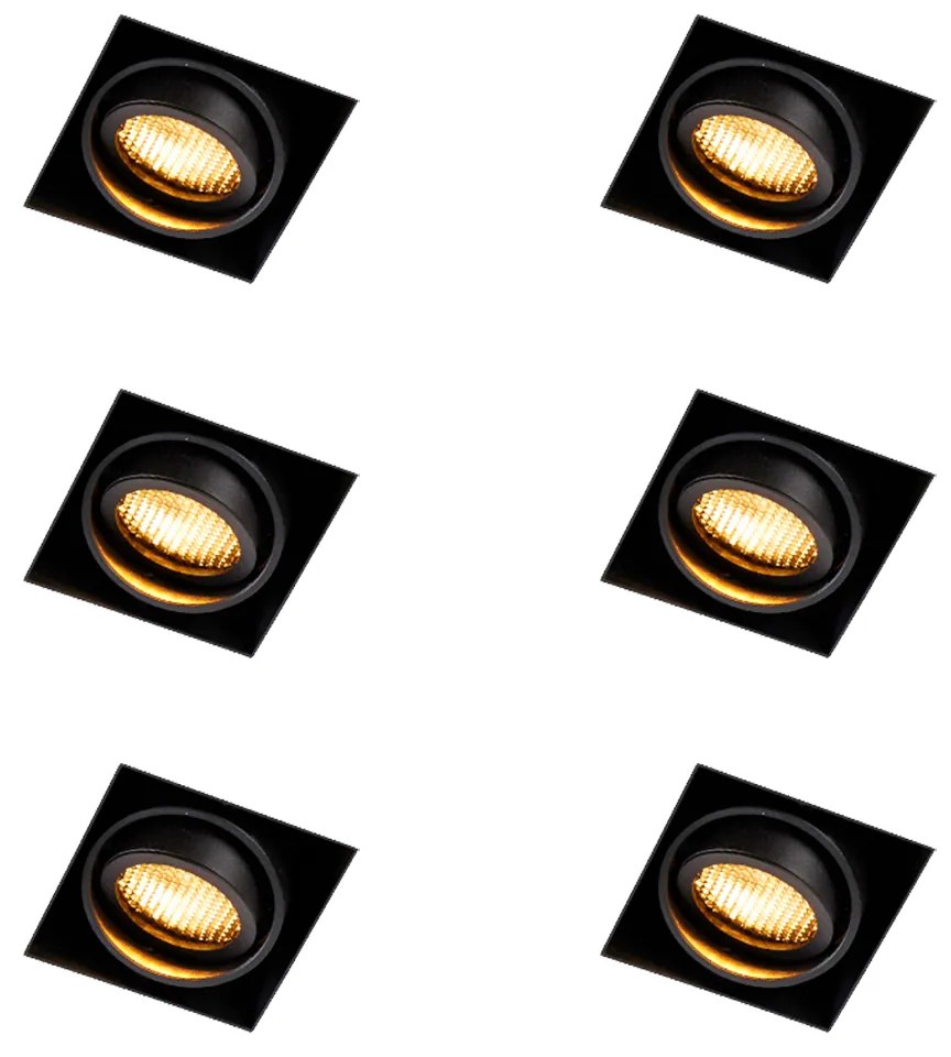 Set di 6 faretti da incasso neri regolabili senza cornice - Oneon Honey