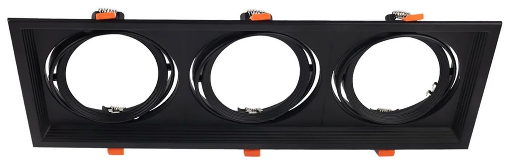 Faro da Incasso Orientabile Nero - 3 lampade AR111 Foro 460x160mm