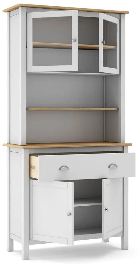 Vetrina bianca/naturale in legno di pino 90x180,5 cm Misti - Marckeric