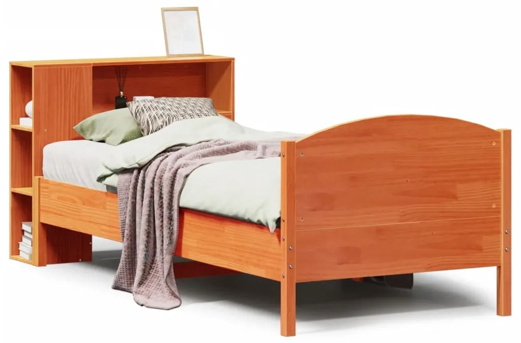 Letto libreria senza materasso marrone cera 90x190 cm in pino